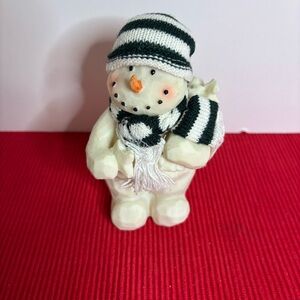 Christmas Snowman Figurine with Scarf and Hat